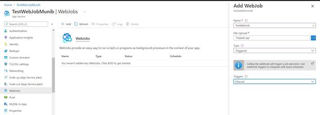 Using Web Jobs in Azure App Services